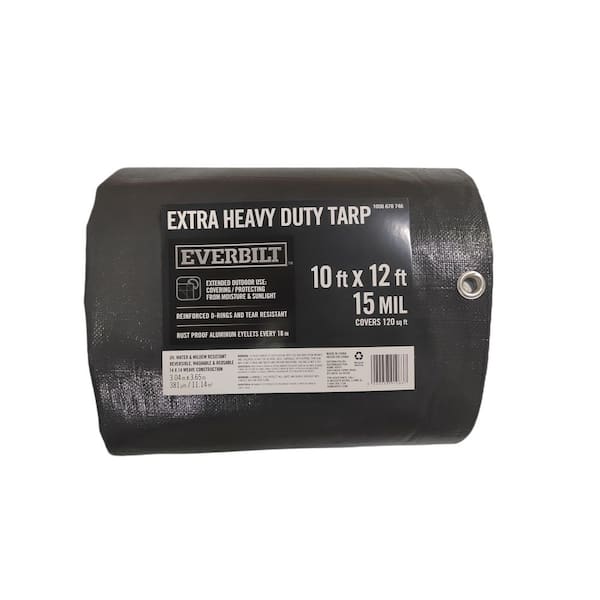 Everbilt 10 ft. x 12 ft. Gray and Black Extra Heavy Duty Tarp