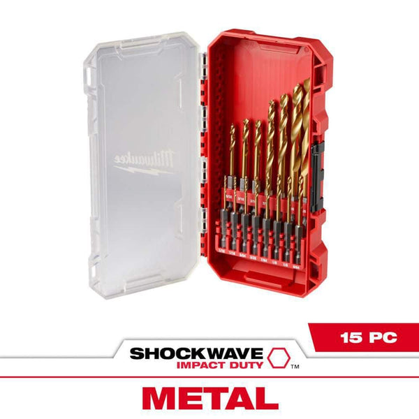 Milwaukee SHOCKWAVE Impact Duty RED HELIX Titanium Drill Bit Set (15-Piece)