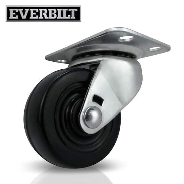 Everbilt 2 in. Black Soft Rubber and Steel Swivel Plate Caster