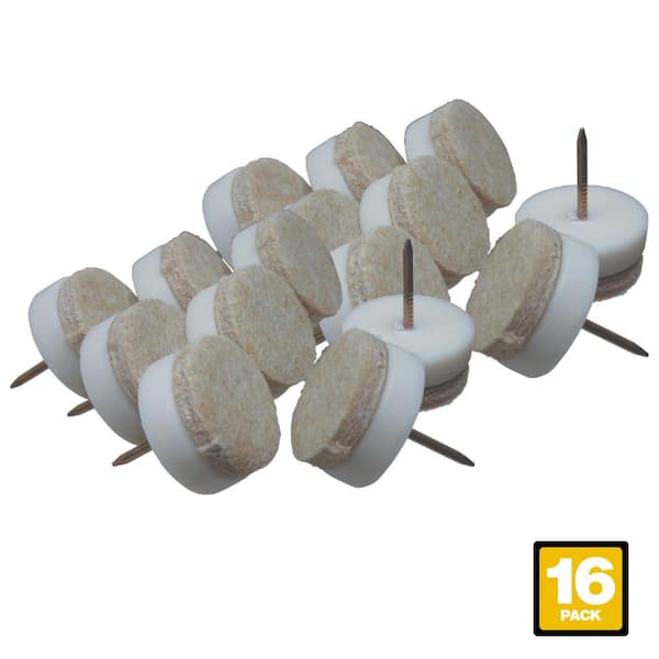 Everbilt 1 in. Beige Round Felt Nail-On Furniture Glides (16-Pack)