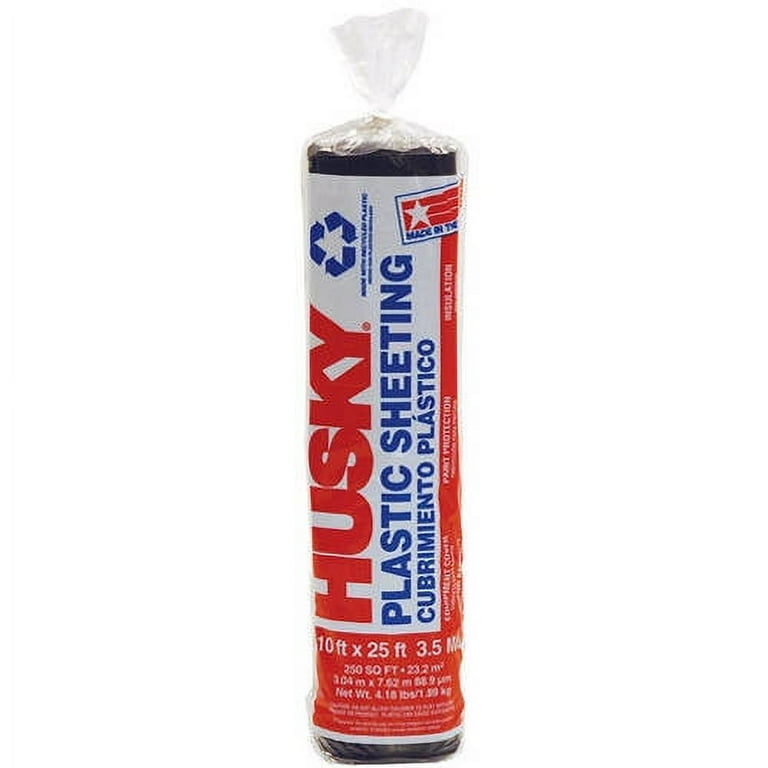 Husky 10 ft. x 25 ft. Black 3.5 Mil Heavy-Duty Plastic Sheeting