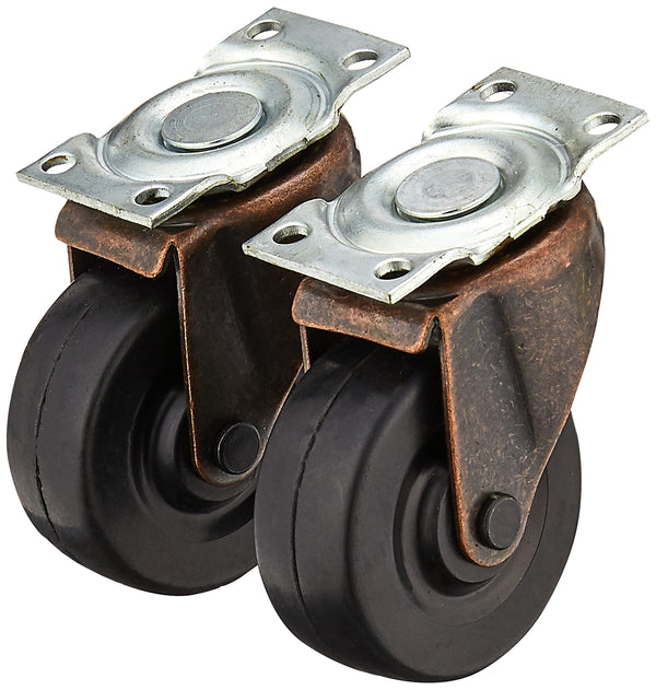 9346 "2\"" RUBBER WHEEL PLATE CASTERS-2PK"