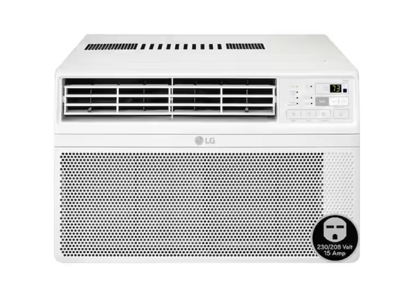LG 18,000 BTU 230/208-Volt Window Air Conditioner Unit Cools 1000 sq. ft. with Remote, Dehumidifier and in White