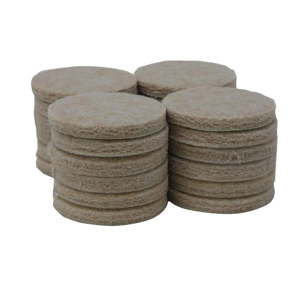 Shepherd Hardware 1-1/2 in. Beige Round Heavy Duty Self-Adhesive Felt Furniture Pads (24-Pack)