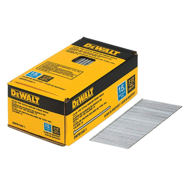 DEWALT 15-Gauge 2-1/2-Inch FN Style Angled Finish Nails 1,000-Pack